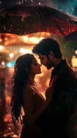 Rainy Nights Bring Romance Under Glowing Umbrellas.