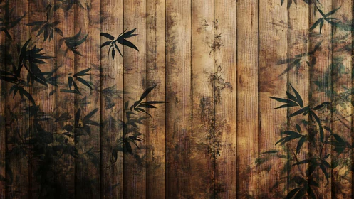 Weathered bamboo shadows drift softly across rustic wood