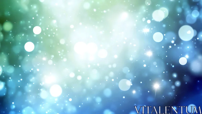 Soft teal and blue bokeh lights create a dreamy abstract glow