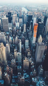 Dense vertical downtown skyline with high-rise structures.