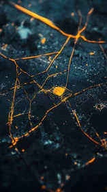 Shattered glass veins glowing with molten ember lines.