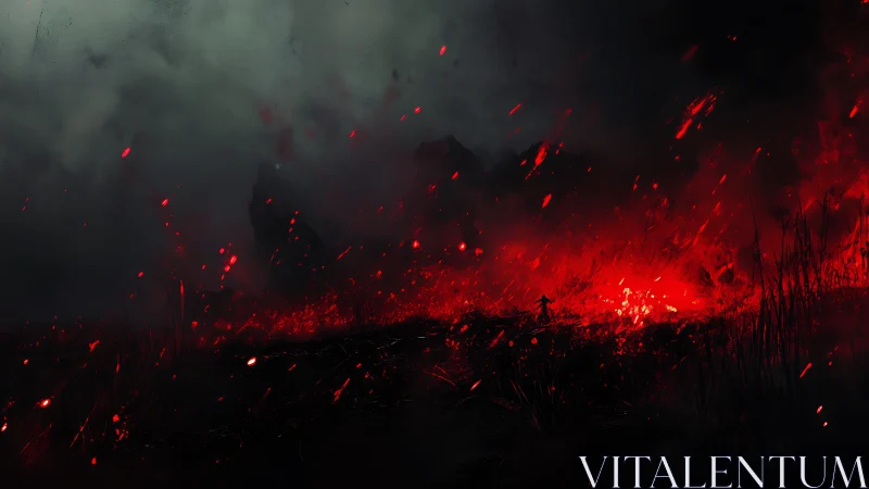 Wildfire Inferno Consuming Landscape at Dusk