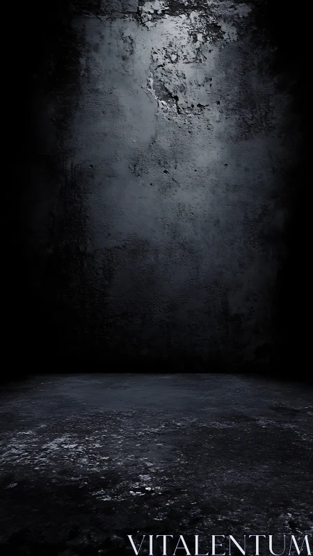 Textured concrete corner wall rendered in low key lighting study