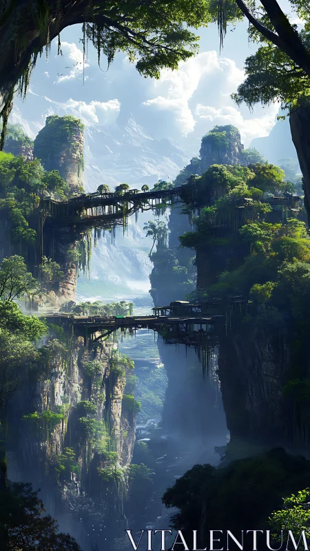 Skybridges of the mistfall cliffs cradle a treetop haven.