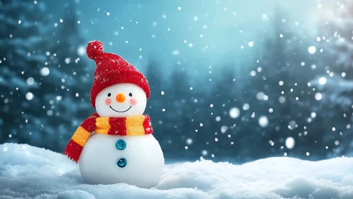 Photorealistic snowman portrait with wintry depth of field.