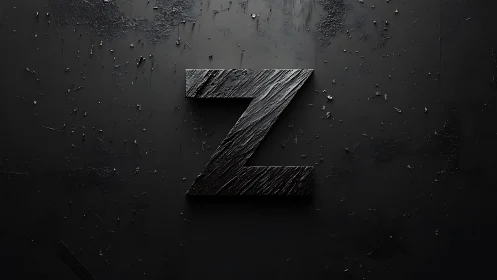 Bold textured Z glowing softly in a moody dark space.