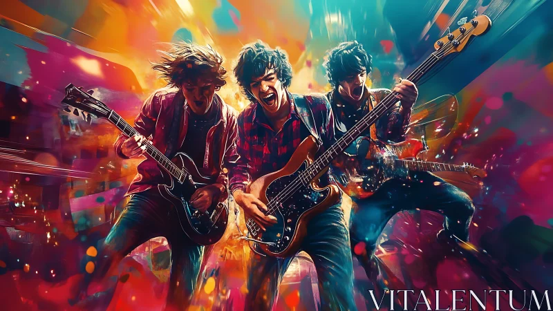 Rock trio explodes across stage amid neon color storm