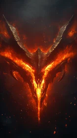 Molten demonic sigil burns through darkness in vertical blaze