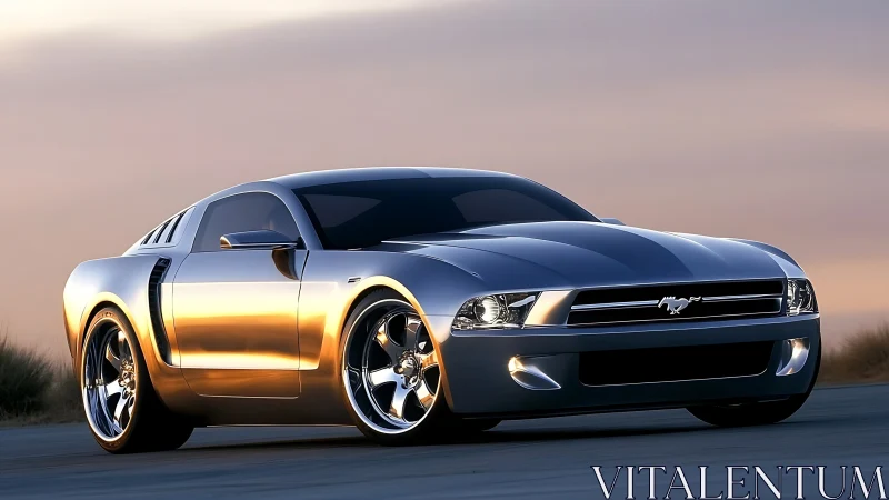 Chrome stallion drinks sunset light on an open highway