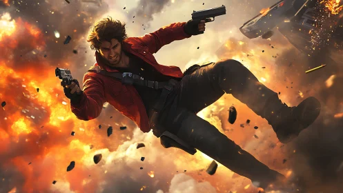 Reckless gunslinger diving through a firestorm of chaos.