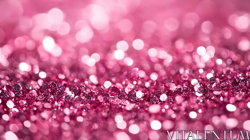 Macro lens isolates shimmering pink glitter with shallow bokeh field
