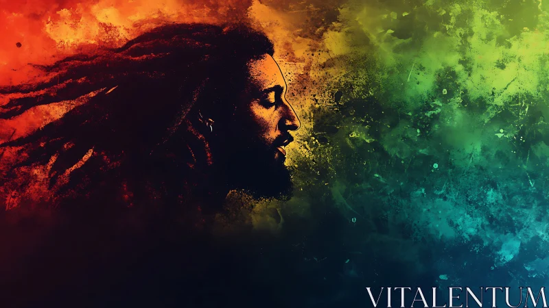 Voice of color: reggae dreamer dissolving into twilight paint.