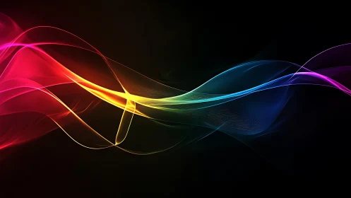 Multicolor luminous waveforms on black with spectral gradients
