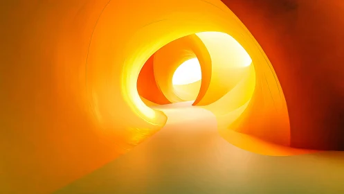 Curvilinear luminous tunnel in abstract digital painting design.