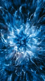 Blue abstract energy bloom with fluid light forms.