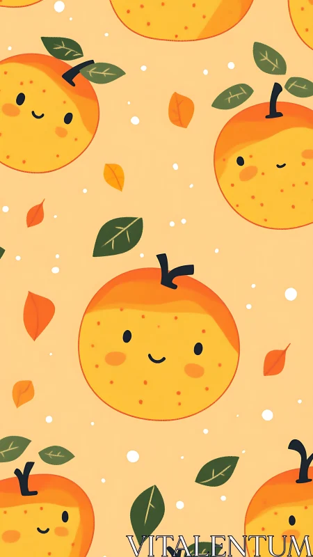 Cheerful smiling oranges brighten a playful fall pattern