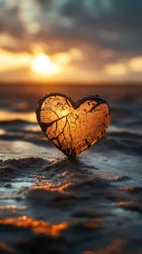 Dried Seed Pod Heart-Shape Backlit at Golden Hour Sunset