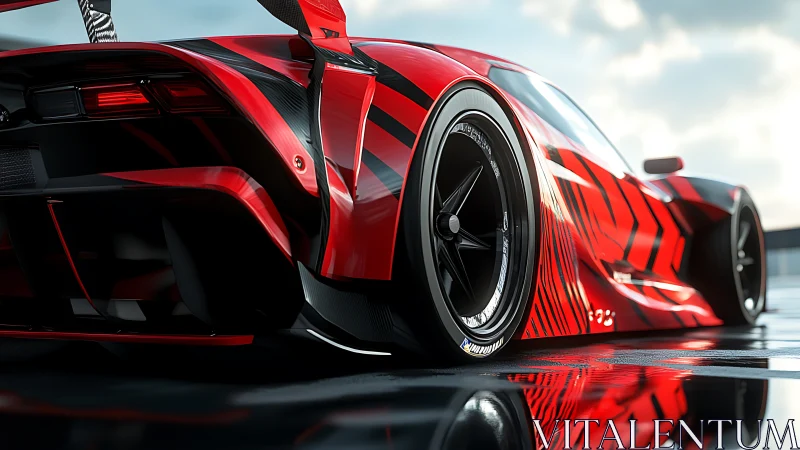 Sleek red supercar glowing with bold track-ready energy.