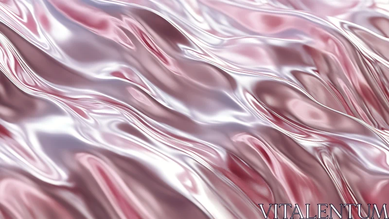 Iridescent rose metallic surface with undulating specular folds.