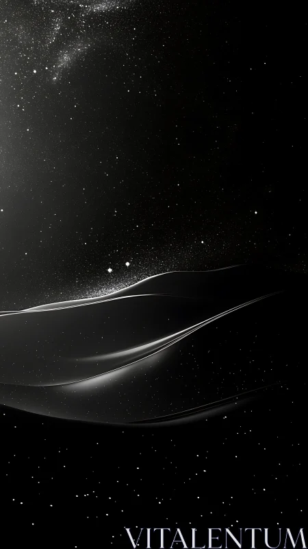 Starlit cosmic dunes curve through a luminous void.