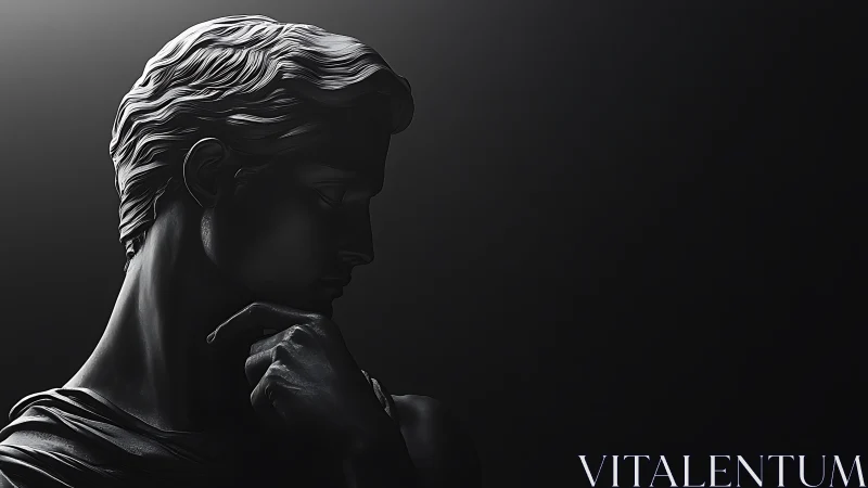 Quiet silhouette of a reflective marble-inspired figure.