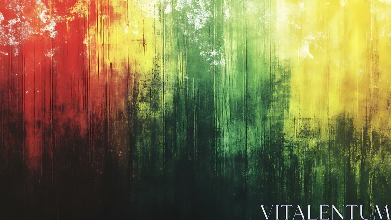 Chromatic vertical drip-field with degraded tricolor diffusion.