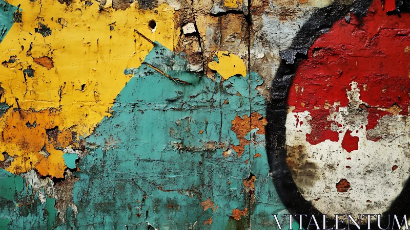 Colorful Abstract Peeling Paint Wall Texture in Urban Art Style.