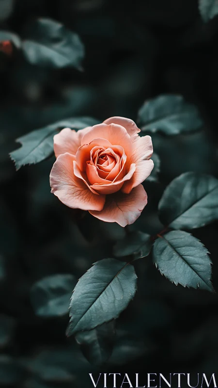 Coral Rose in Shadow: A Study of Delicate Beauty and Contrast