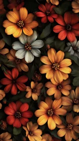 Vibrant Floral Arrangement With Red, Orange, and White Flowers