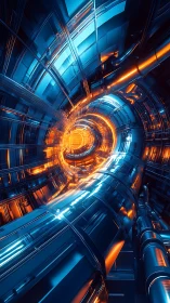 Cylindrical metallic tunnel structure displays illuminated core