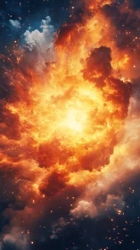 Cosmic Fire Nebula: Digital Celestial Explosion.