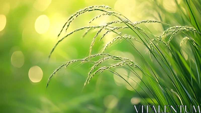 Backlit grass seedheads in shallow-depth optical bokeh field.