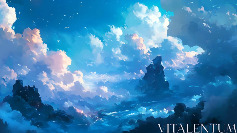 Sky-tide Archipelago adrift in cerulean cloud oceans.