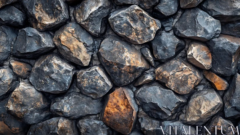 Rough natural stone wall texture with earthy tones, close-up view.