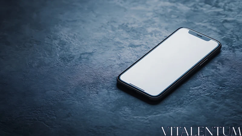 Modern Smartphone on Textured Blue Surface.