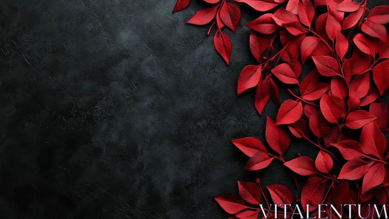 Crimson botanical array on textured charcoal substrate.