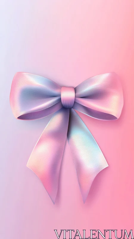 Luminous Ribbon Dance: Pearlescent Bow in Pastel Dreamscape