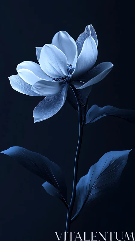 Blue Flower Study Against Dark Background