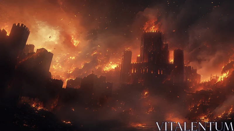 Medieval Citadel Consumed by Apocalyptic Inferno