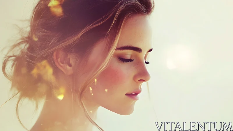 Side profile digital portrait of woman in soft light.