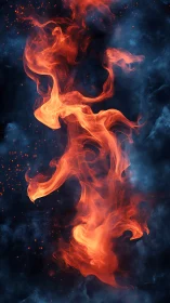 Ethereal Fire Forms Float Through Dark Cosmic Nebula