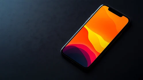 Smartphone displaying vibrant gradient wallpaper design.