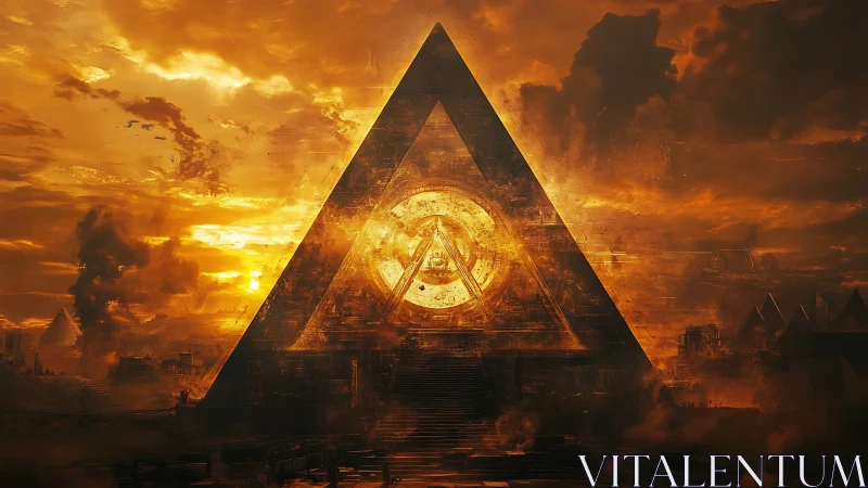 Solar epoch pyramid ignites the gears of a dying sky.