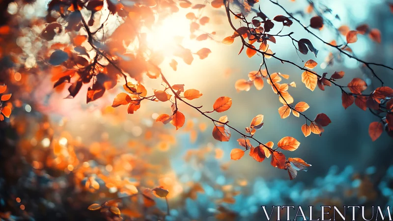 Autumn Leaves and Sunlight in Soft Focus Nature Photography.