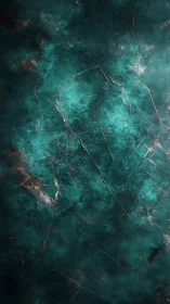 Turquoise textured surface with dark cracks and metallic veins.