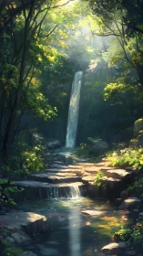 Waterfall Cathedral: Where Light Dances Through the Green.