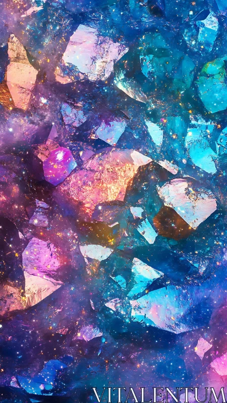 Iridescent crystalline nebula field with prismatic spectral refraction