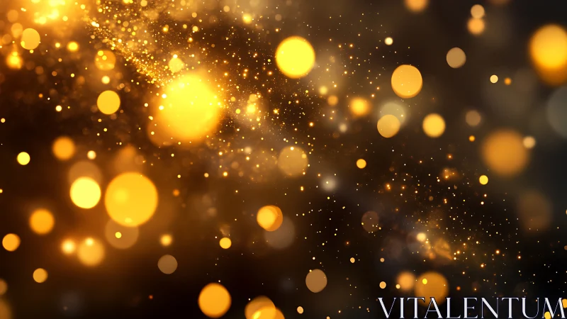 Golden bokeh lights with soft blur and scattered particles.