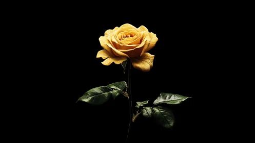 Golden rose specimen with dark atmospheric backdrop
