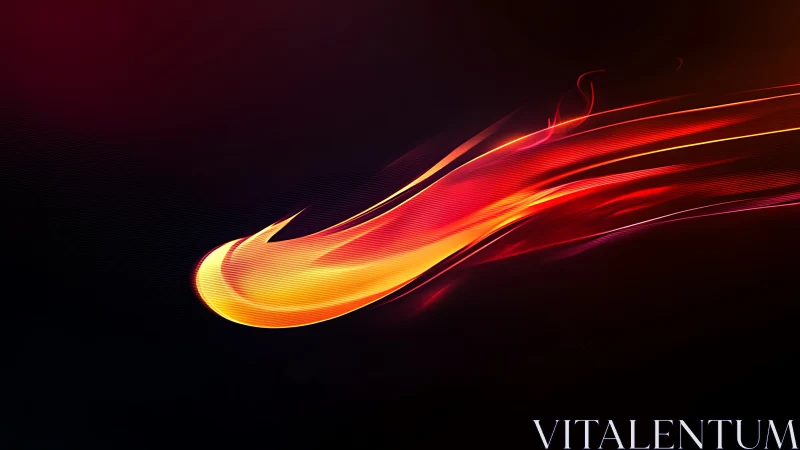 Digital painting of luminous red-orange motion streaks on black.